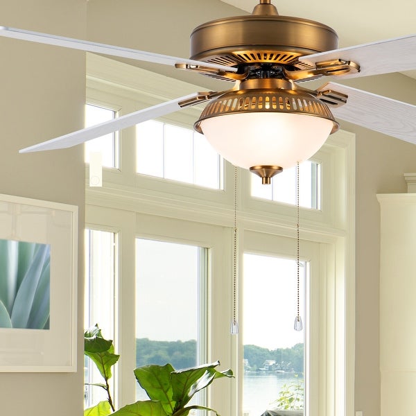 Leila River of Goods Brass and Glass 52-Inch Ceiling Fan with Light - 52