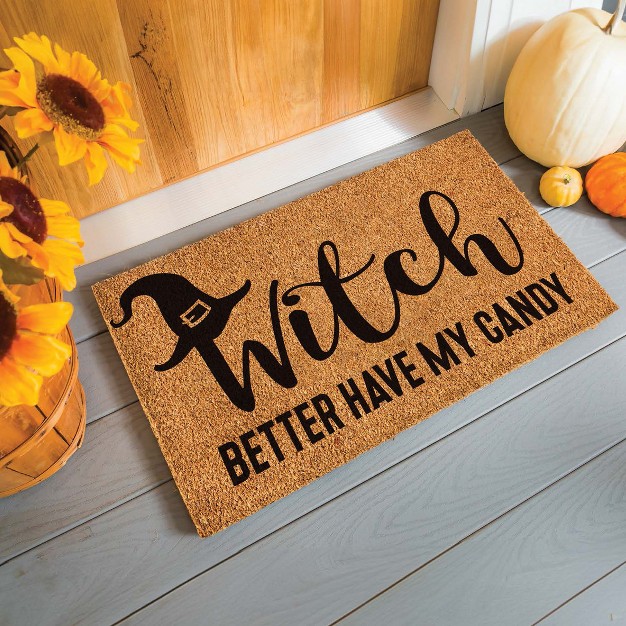 Evergreen 16 X 28 Inches Witch Better Have My Candy Door Mat Non slip Rubber Backing Dirt Catching Natural Coir Indoor And Outdoor Home Decor