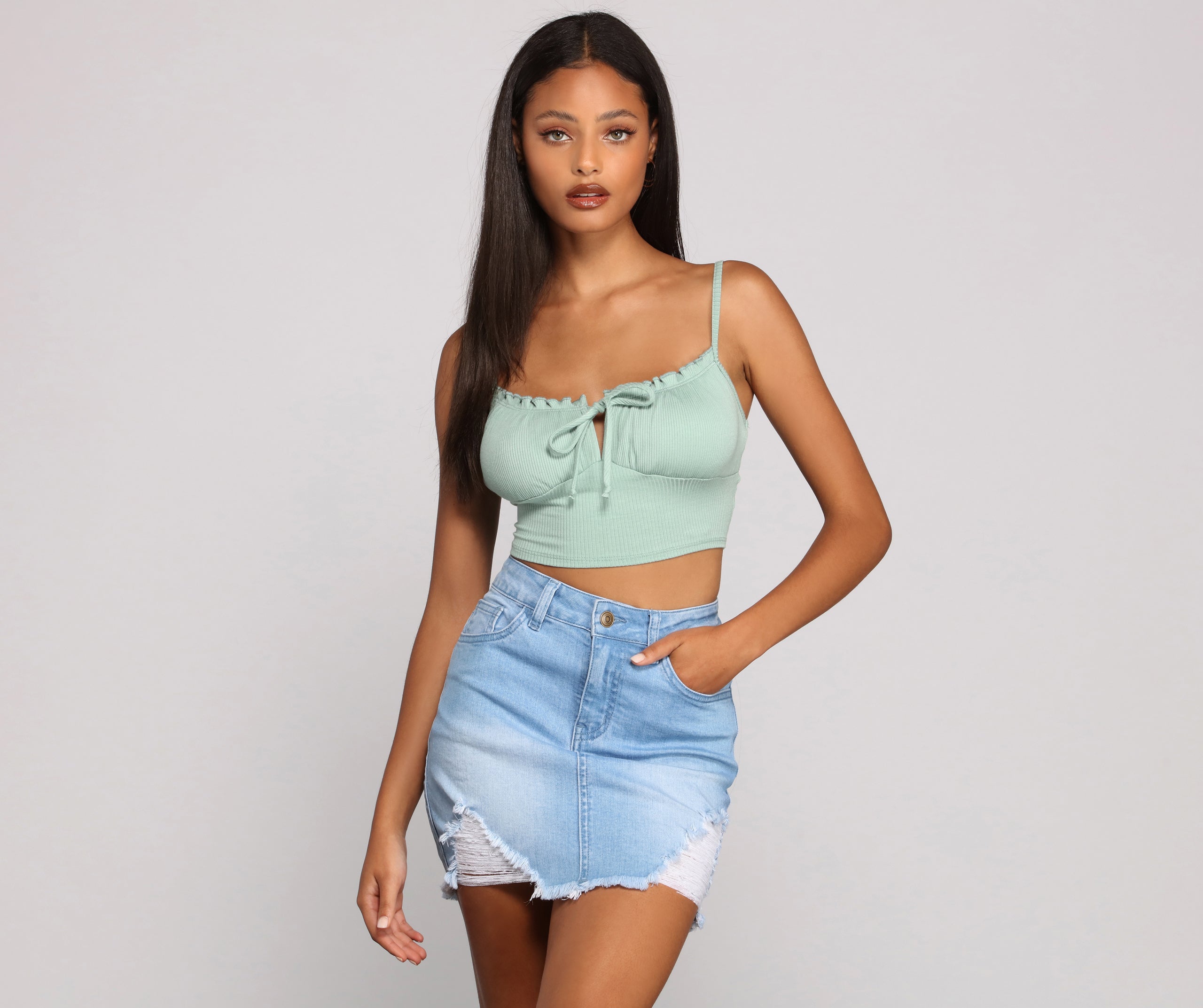 Ruched And Ready Drawstring Crop Top