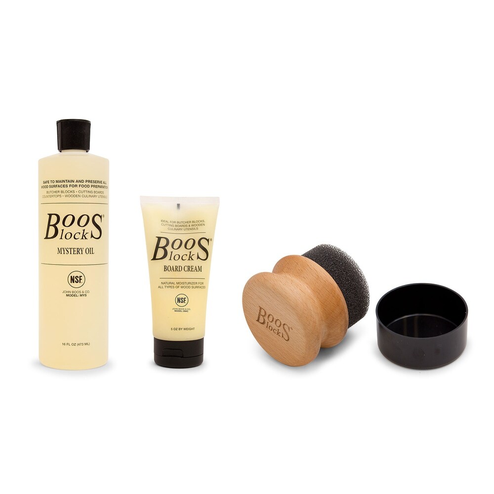 John Boos 3 Piece Maintenance Set with Mystery Oil  Board Cream  and Applicator   1.5