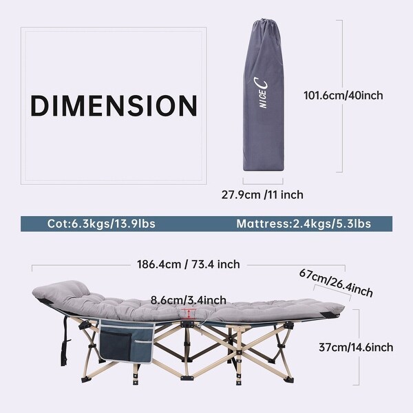 Cot，Camping Cot，Heated Camping cot with 10000mAh Power Bank Heavy Duty Holds 500 Lbs