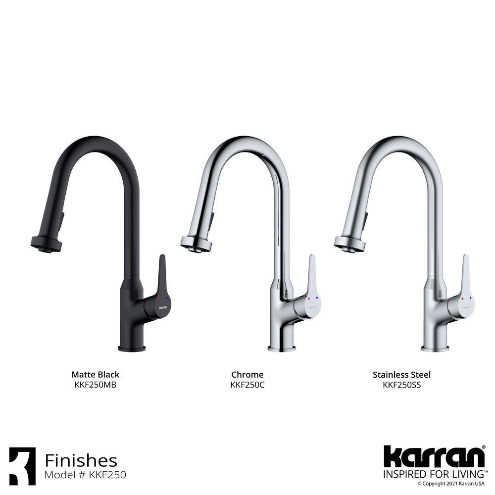 Karran Dockton Single Handle Pull Down Sprayer Kitchen Faucet in Matte Black KKF250MB