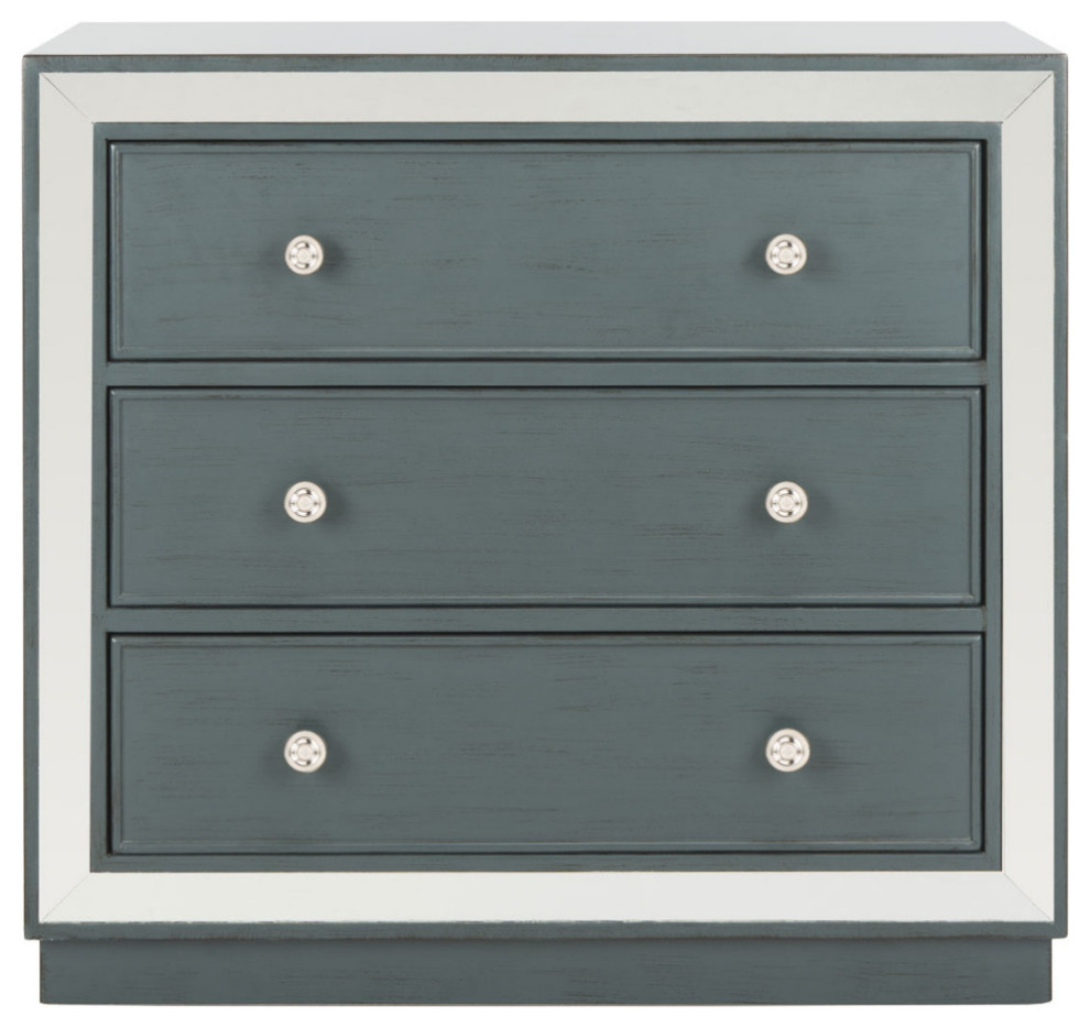 Rolanda 3 Drawer Chest Steel Teal   Transitional   Accent Chests And Cabinets   by AED Luxury Home Decor  Houzz