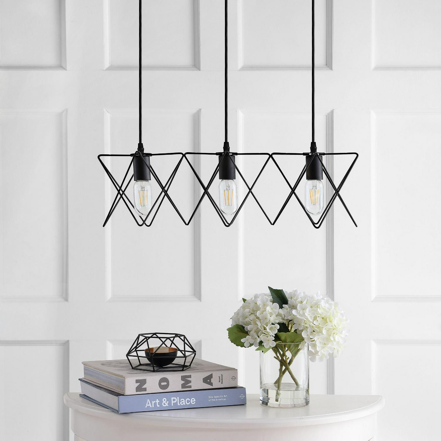 SAFAVIEH Pernille 3 Light 24 Inch Pendant | Black |