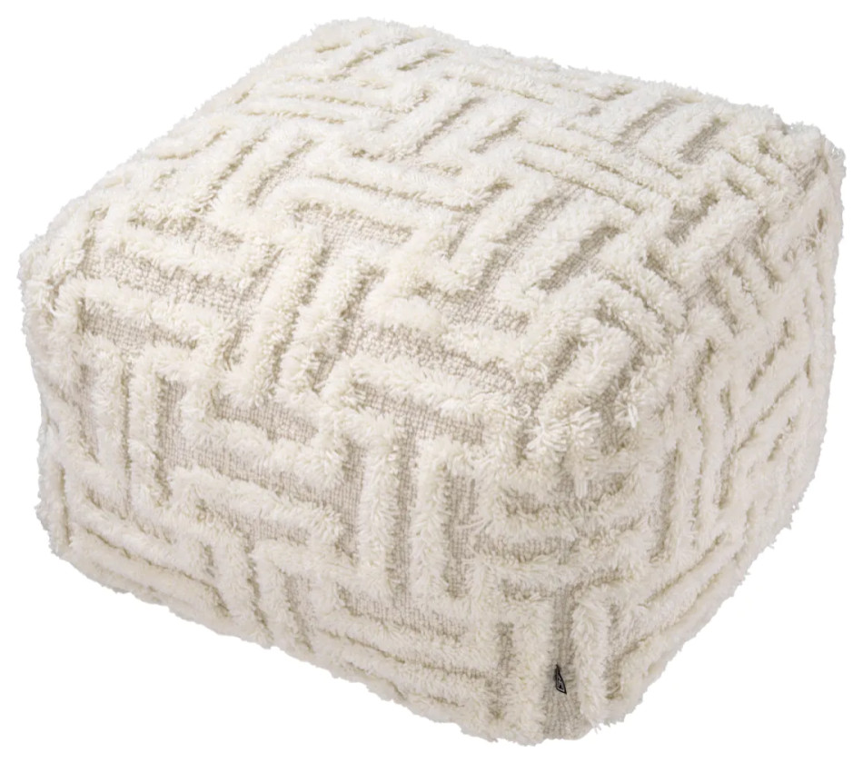 White Wool Maze Stool  Eichholtz Amphion   Contemporary   Footstools And Ottomans   by Oroa   Distinctive Furniture  Houzz