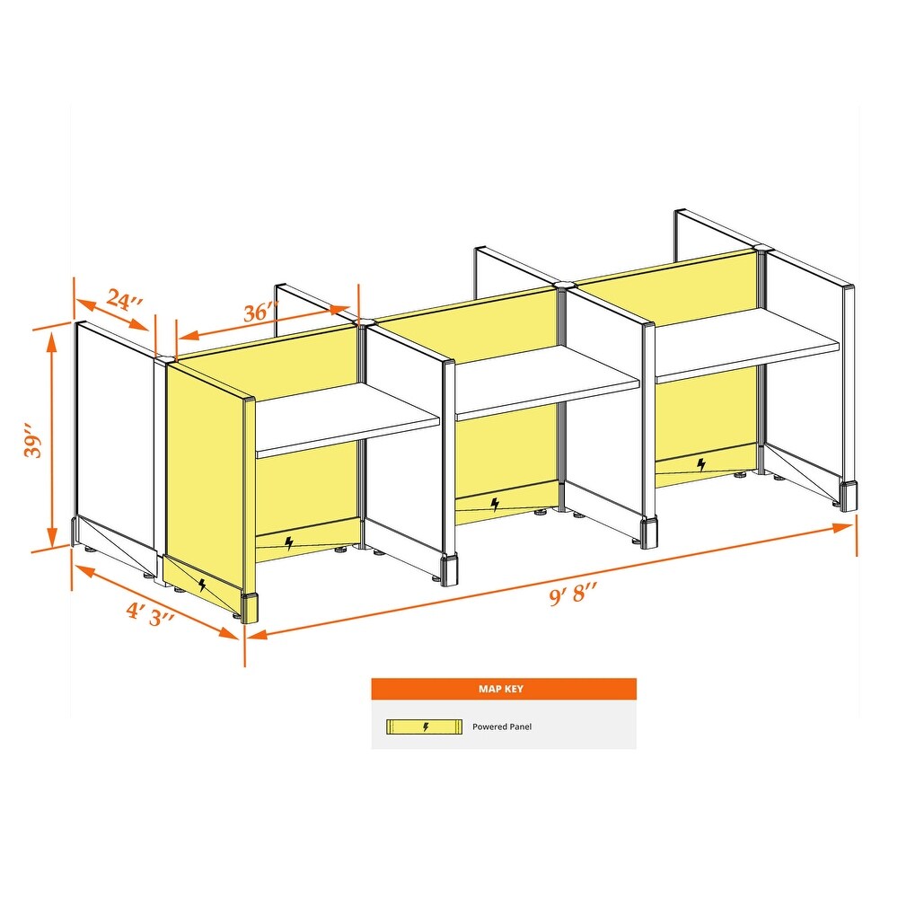 Small Cubicles 39H 6pack Cluster Powered