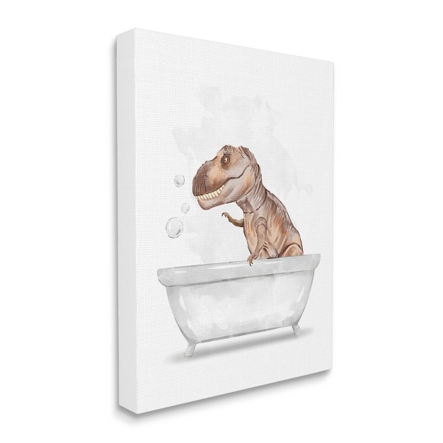 Stupell Industries T rex Dinosaur In Bubble Bath White Brown