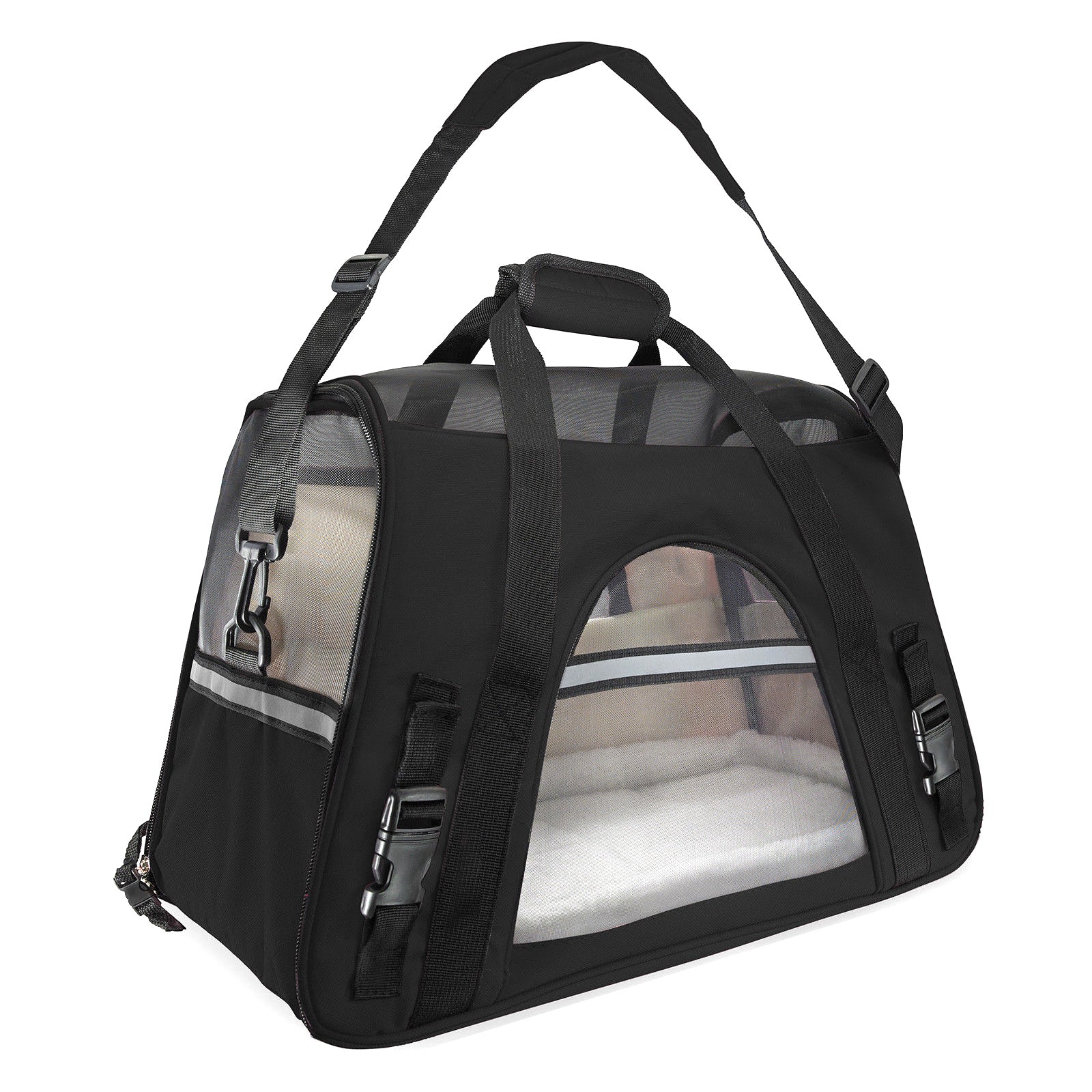 Motor Genic Pet Carrier Soft Sided Small Cat / Dog Comfort Black Travel Bag Airline Approved