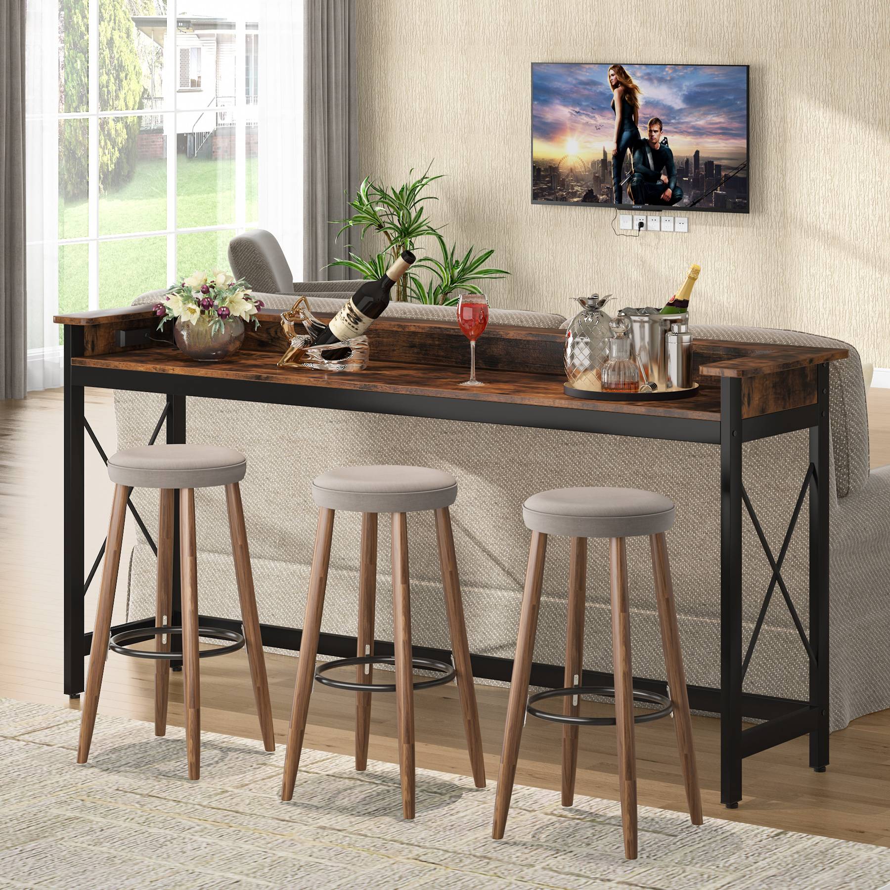 Industrial Console Table, 70.9