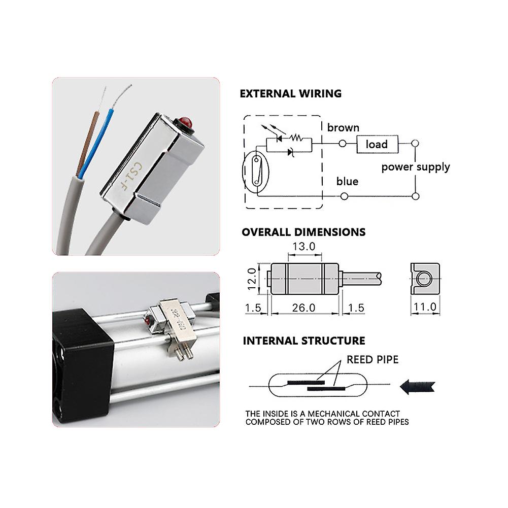 Cs1-f Magnetic Air Pneumatic Cylinder Magnetic Reed Switch Sensor Dc Ac 5v- 240v