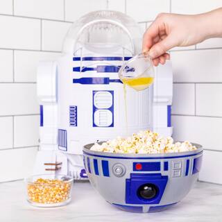 Uncanny Brands 2 oz. Kernel Capacity in BlueWhite with Fully Operational Droid Kitchen Appliance Star Wars R2D2 Popcorn Maker POP-SRW-R2D2