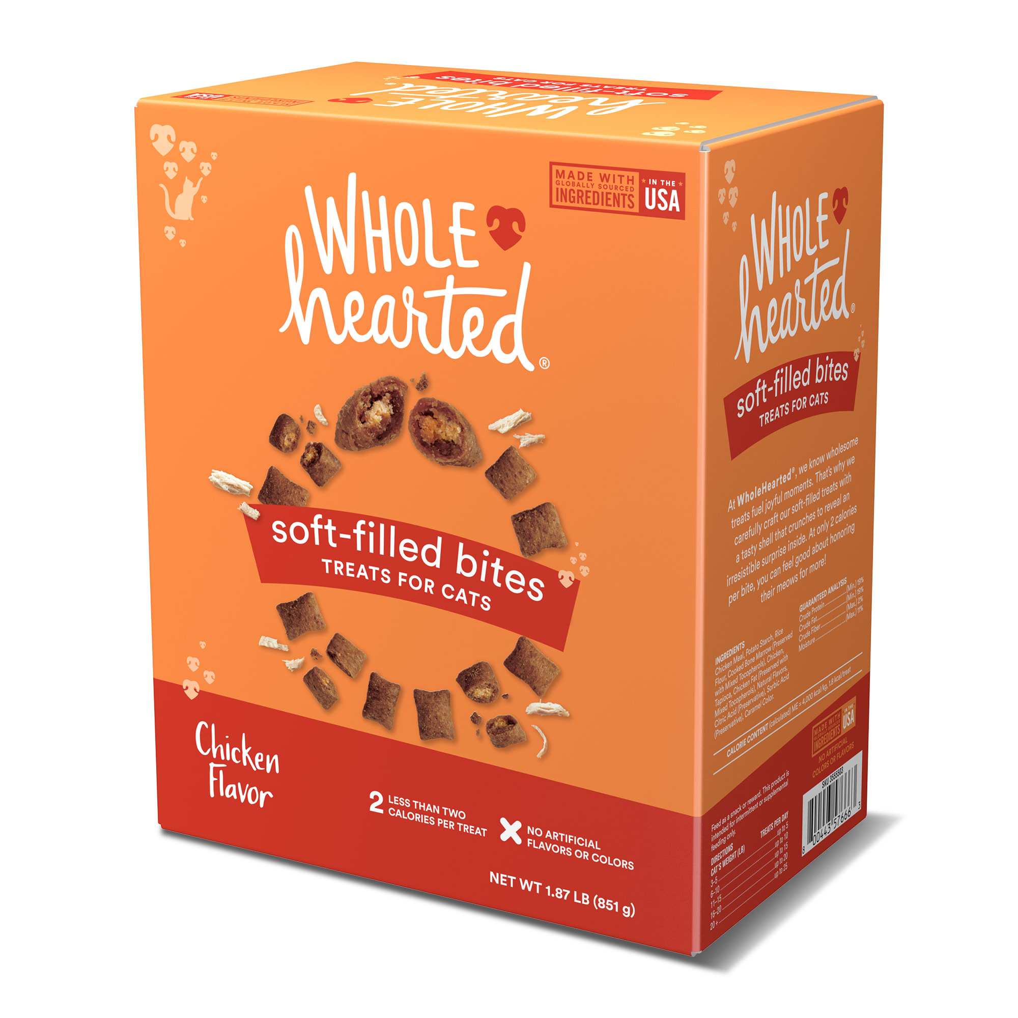 WHOLEHEARTED Chicken Flavor Soft-Filled Bites Cat Treats， 30 oz.