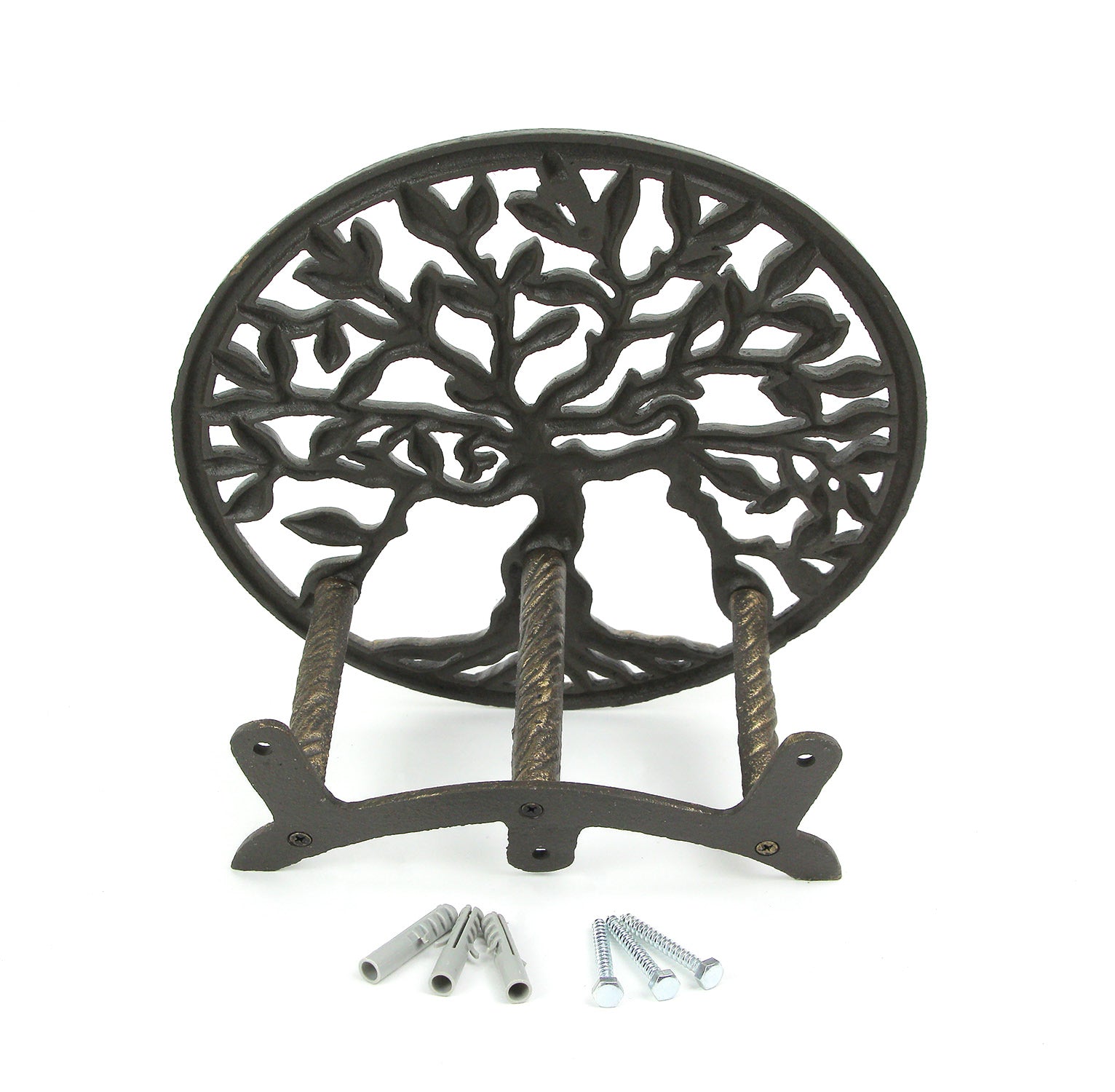 Zeckos Cast Iron Tree Of Life Decorative Wall Mounted Garden Hose Holder Bronze Finish