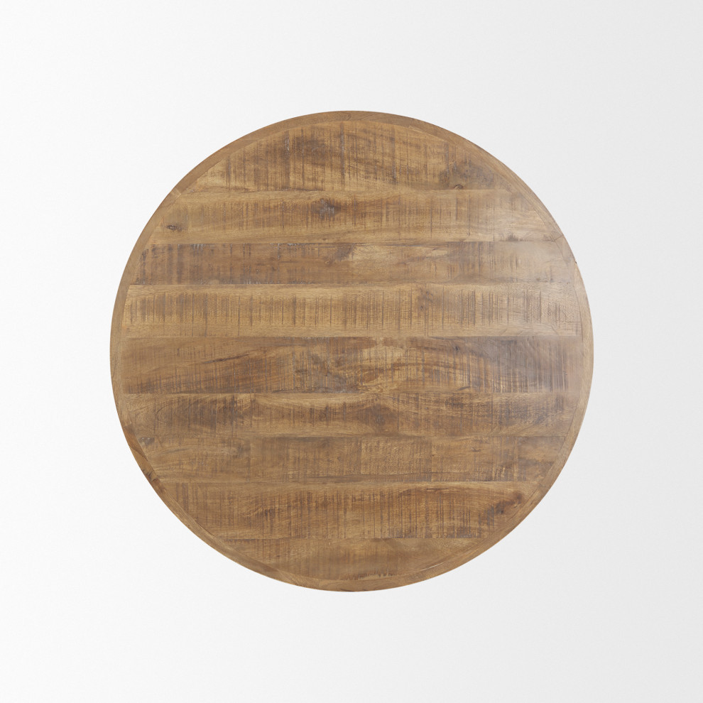 Rosie Round Medium Brown Solid Wood Coffee Table   Rustic   Coffee Tables   by Mercana  Houzz