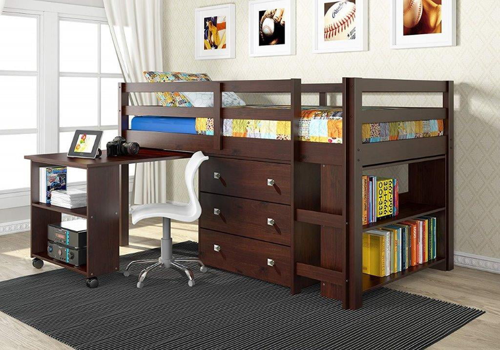 Donco Kids Twin Low Loft Bed-Color:Dark Cappuccino