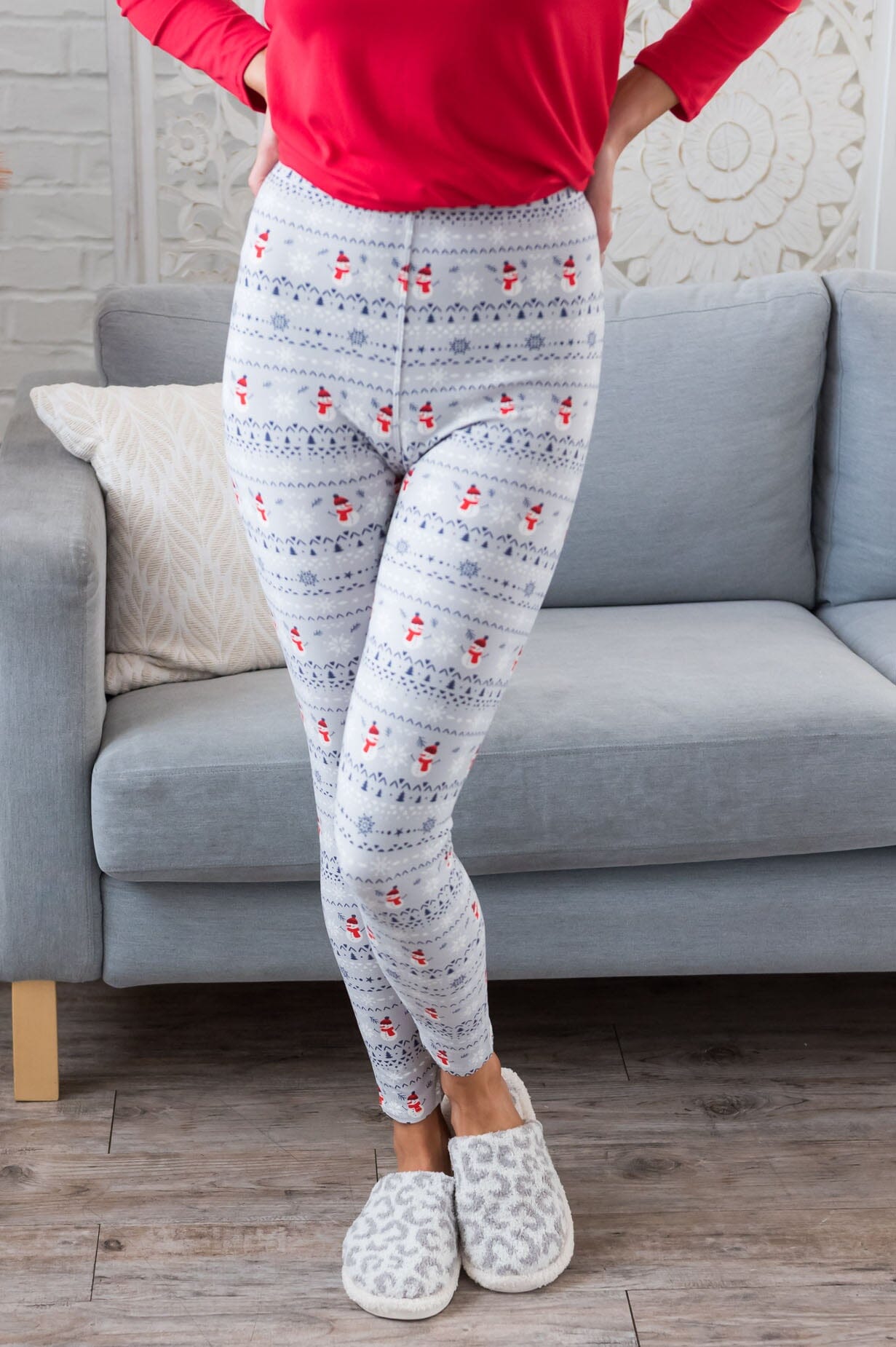 Mini Snowmen & Snowflakes Christmas Leggings