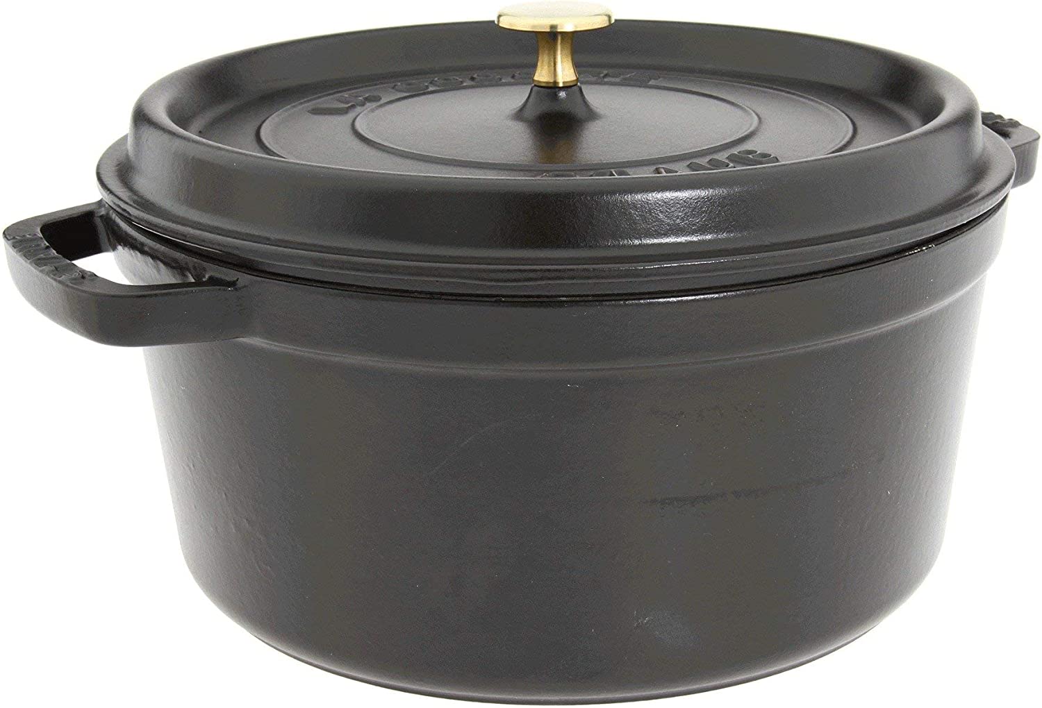 Staub Cast Iron 7-qt Round Cocotte - Black Matte， Made in France