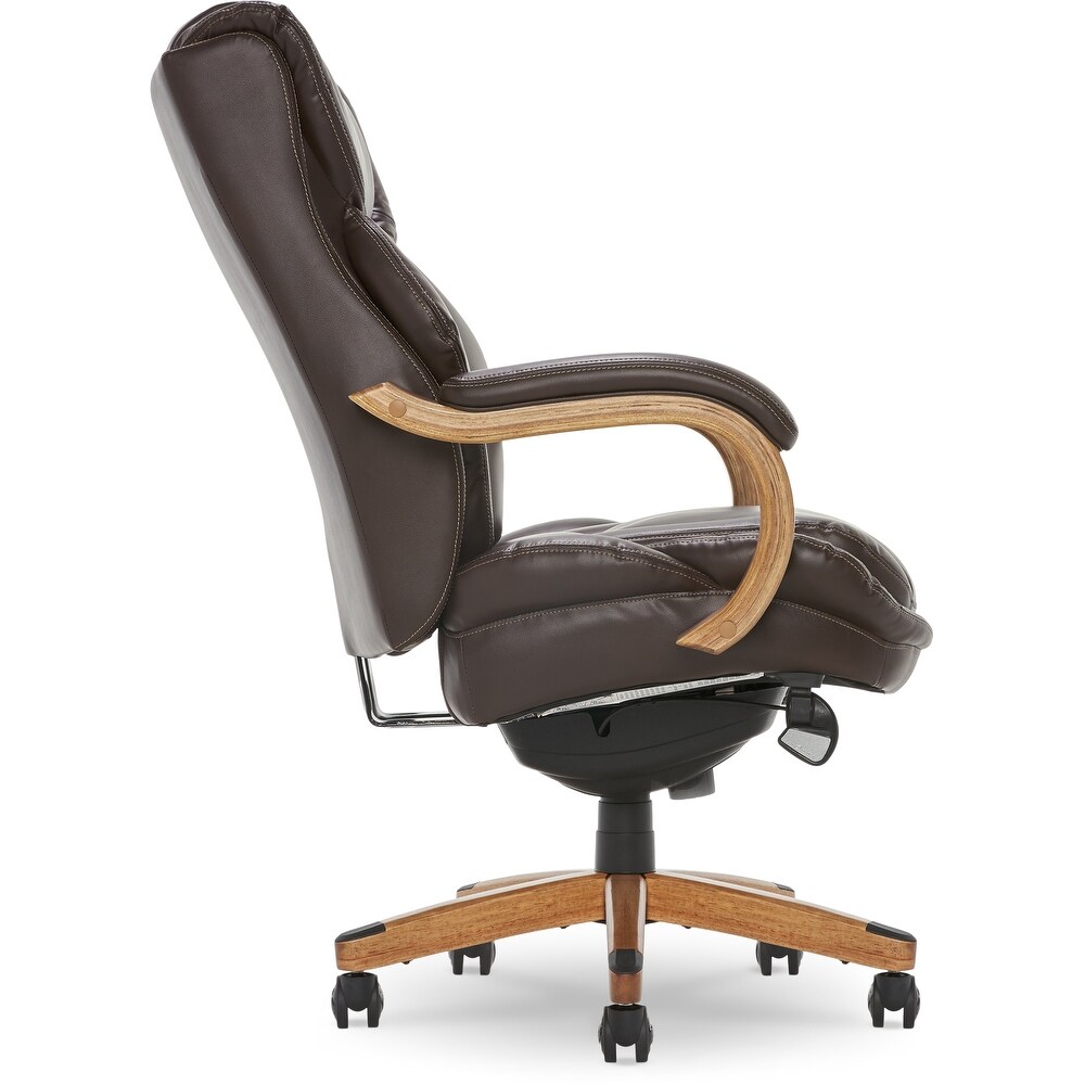 La Z Boy Harnett Big and Tall Executive Office Chair with Comfort Core Cushions  Ergonomic High Back Chair with Solid Wood Arms