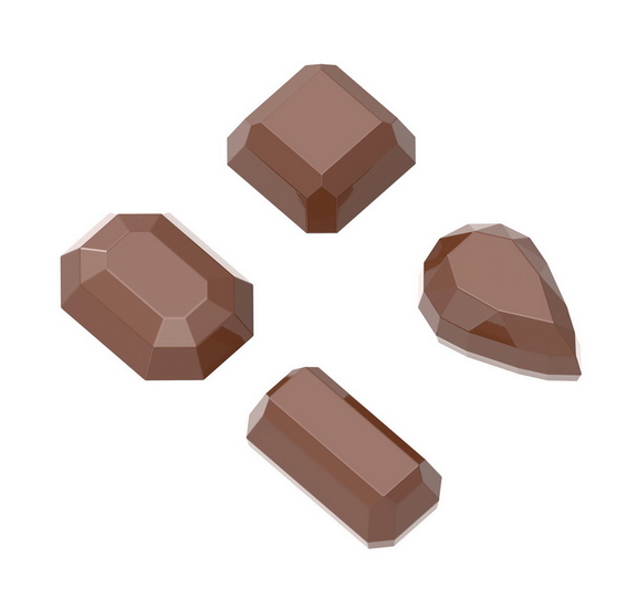 Chocolate World CW1632 Chocolate mould gems 4 fig.