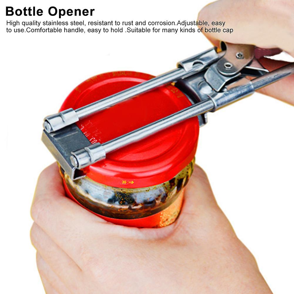 Jar Opener Manual Adjustable Bottle Opener Stainless Steel Can Opener Jar Lid Gripper For Arthritis Hands Household Kitchen Tool For Waiters Bartender