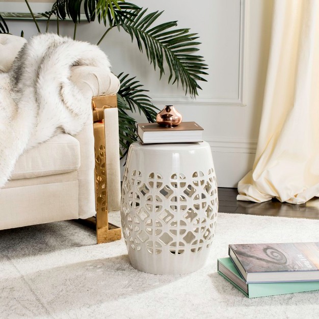 Circle Lattice Ceramic Garden Stool Safavieh