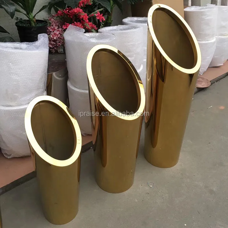 Outdoor garden supplies plant vase / gold stainless steel flower pots/ planters for entrance