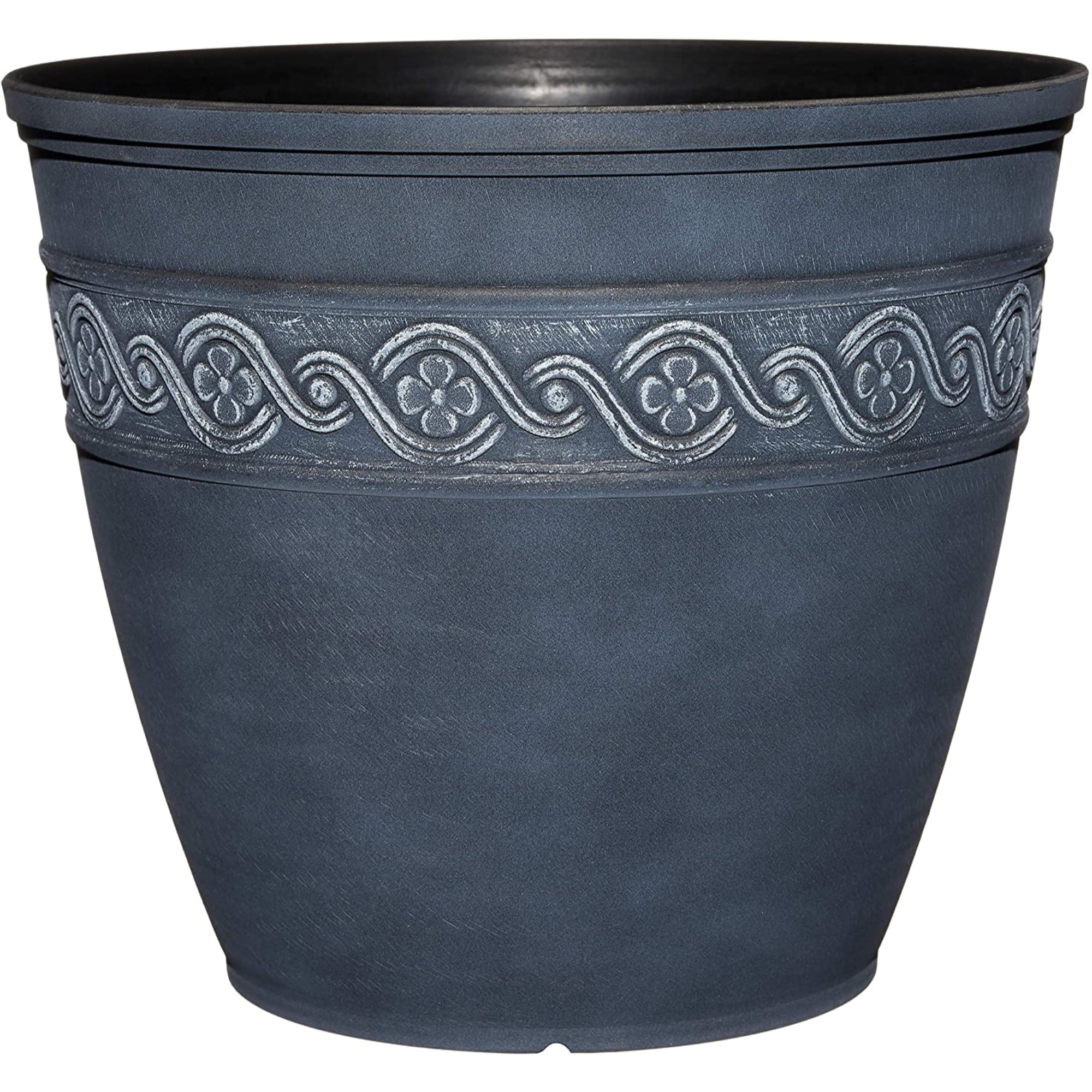 Classic Home and Garden Corinthian Resin Flower Pot Planter, Storm Blue, 13