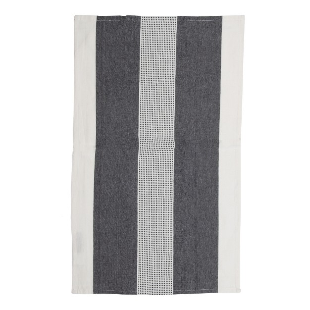 Set Of 3 Black Check Pattern 27 X 18 Inch Woven Kitchen Tea Towels Foreside Home amp Garden