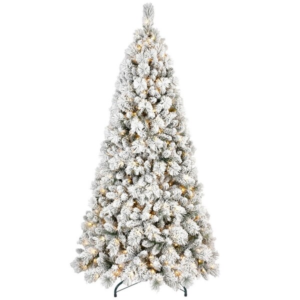 4/5/6/7/7.5/8/9 FT PVC/ Pine Needle Mixed Automatic Flocked Christmas Tree with Lights