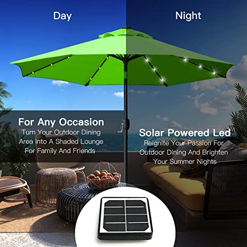 Sunnyglade 9′ Solar LED Lighted Patio Umbrella with 8 Ribs/Tilt Adjustment and Crank Lift System (Black)