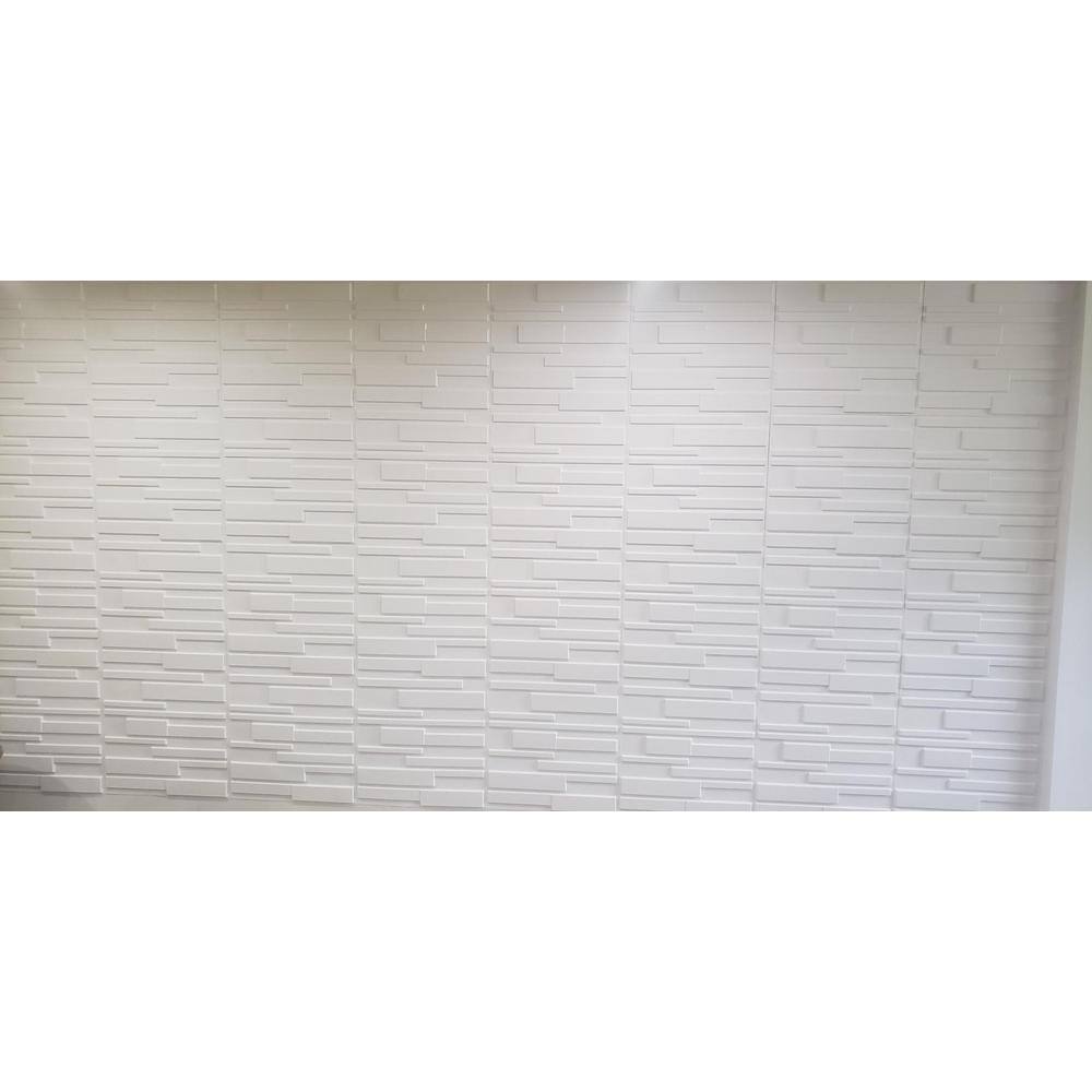 Art3dwallpanels 19.7 in. x 19.7 in. x 1 in. PVC Brick 3D Wall Panels in Matt White (12-Pack) A10hd032