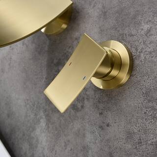 CASAINC Singe Handle Wall Mount Widespread Bathroom Faucet in Gold CASA02GP08LSJ