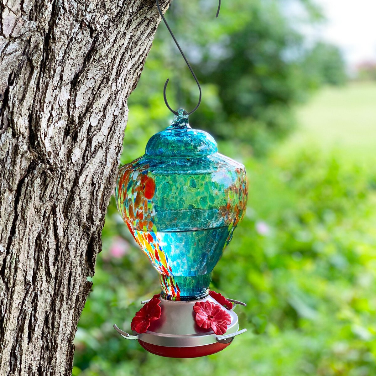 Red Carpet Studios Hummingbird Feeder， Blue， 37.19-oz