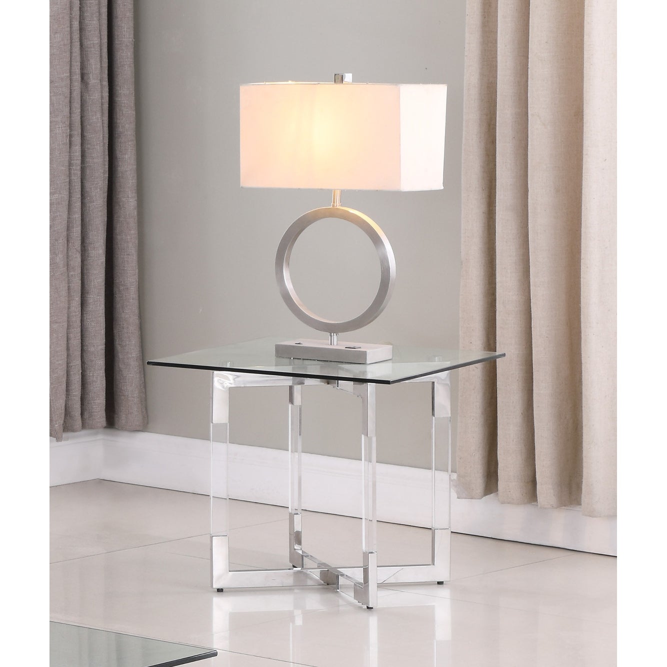 Somette Clear Glass and Acrylic Lamp Table - Lamp Table