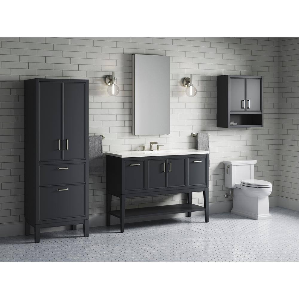 KOHLER Winnow 48.125 in W x 18.0625 in. D x 35.625 in. H Bathroom Vanity in Slate Grey with Quartz Top K-33580-ASB-1WX