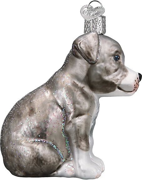 Old World Christmas Pitbull Pup Glass Tree Ornament