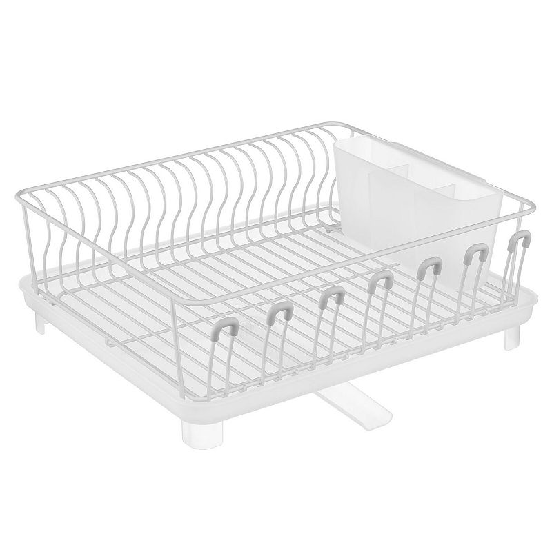 mDesign Large Kitchen Dish Drying Rack with Swivel Spout， 3 Pieces