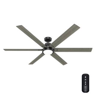 Hunter Gravity 72 in. Integrated LED Indoor Matte Black Smart Ceiling Fan with Light Kit and Remote Included 51950