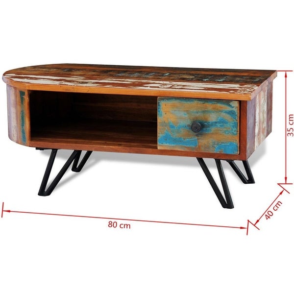 vidaXL Coffee Table with Iron Pin Legs Solid Reclaimed Wood