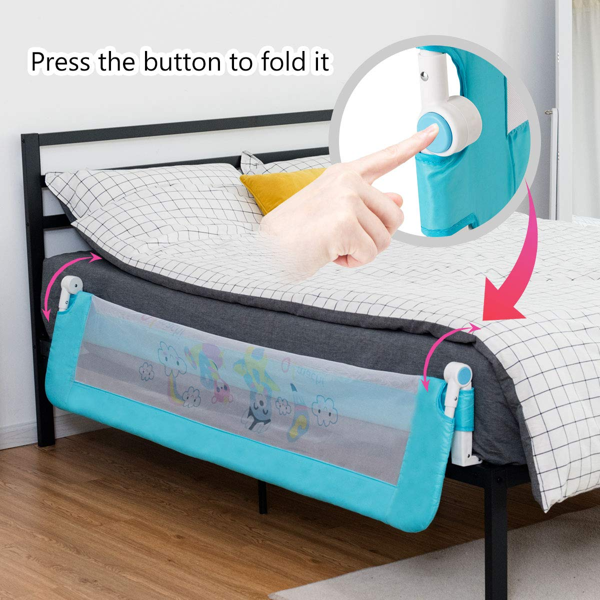 Bed Rails for Toddlers, 69 Inch Extra Long w/Safety Straps