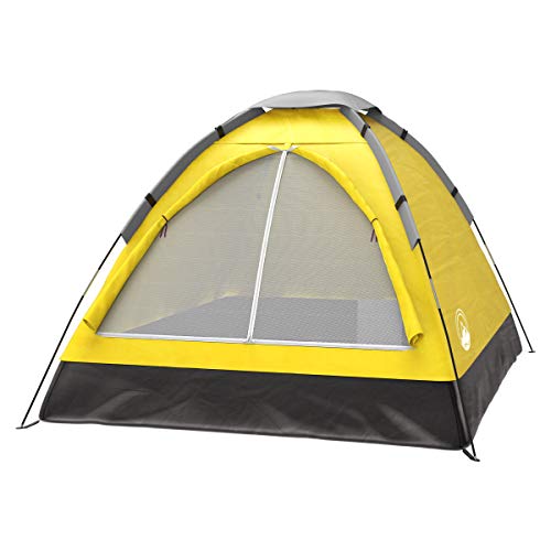 2 Person Dome Tent- Rain Fly and Carry Bag- Easy Set Up-Great for Camping， Backpacking， Hiking and Outdoor Music Festivals by Wakeman Outdoors (Yellow)