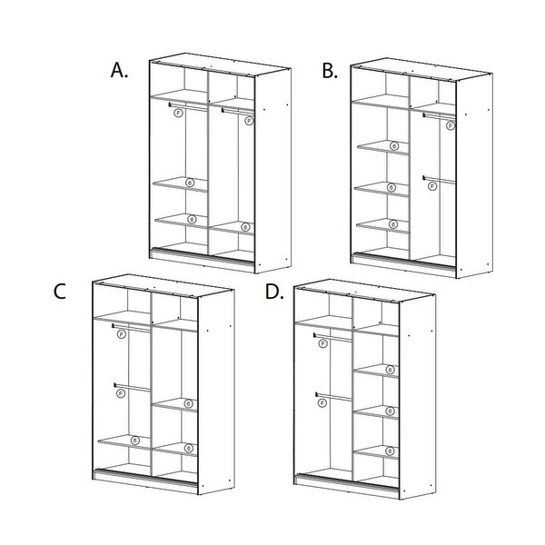 Manchester Modern Wooden Wardrobe - Armoire with Mirror - 59 Inch Wide - - 36339122