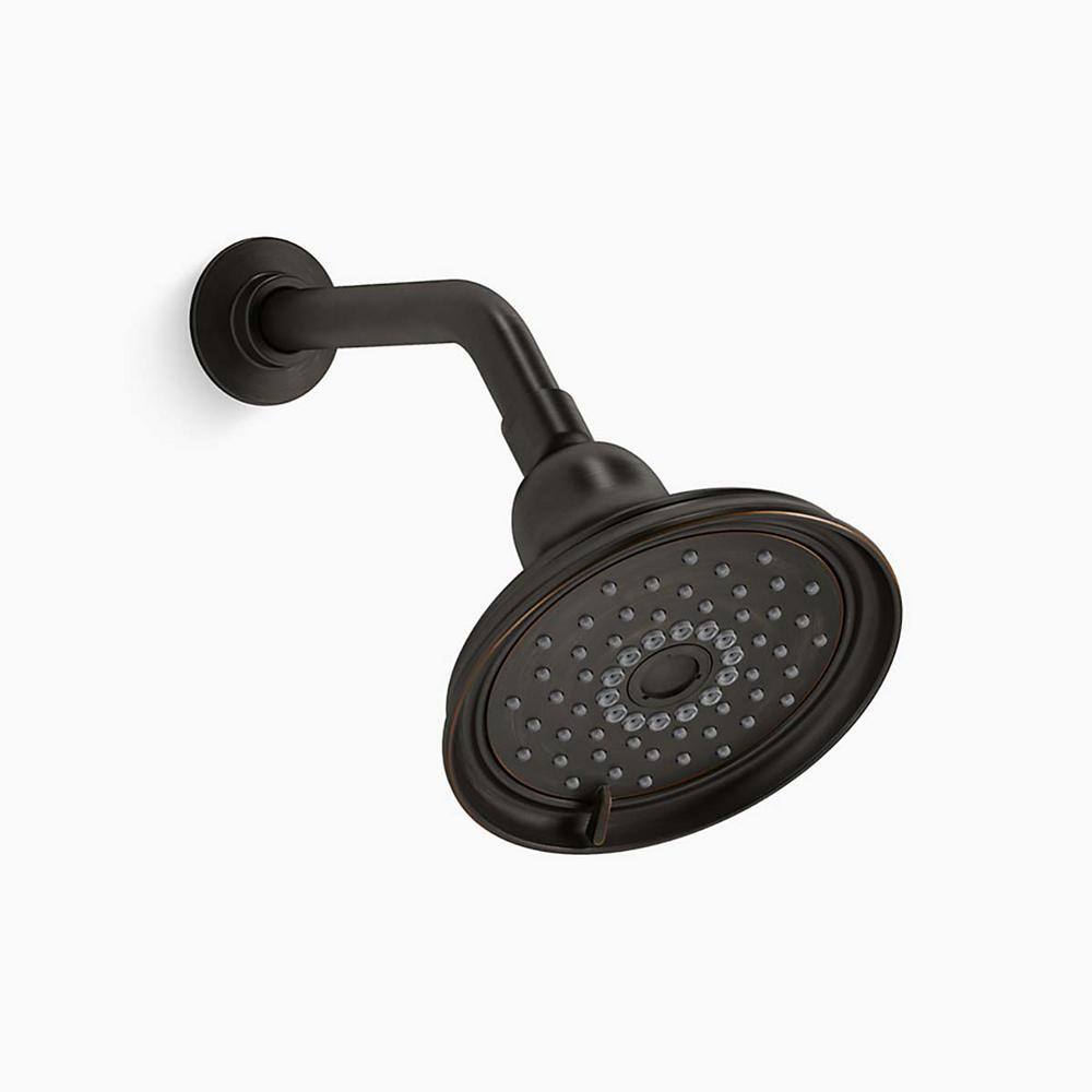 KOHLER Bancroft 3-Spray Patterns 6 in. Wall Mount Fixed Shower Head in Oil-Rubbed Bronze 22167-G-2BZ