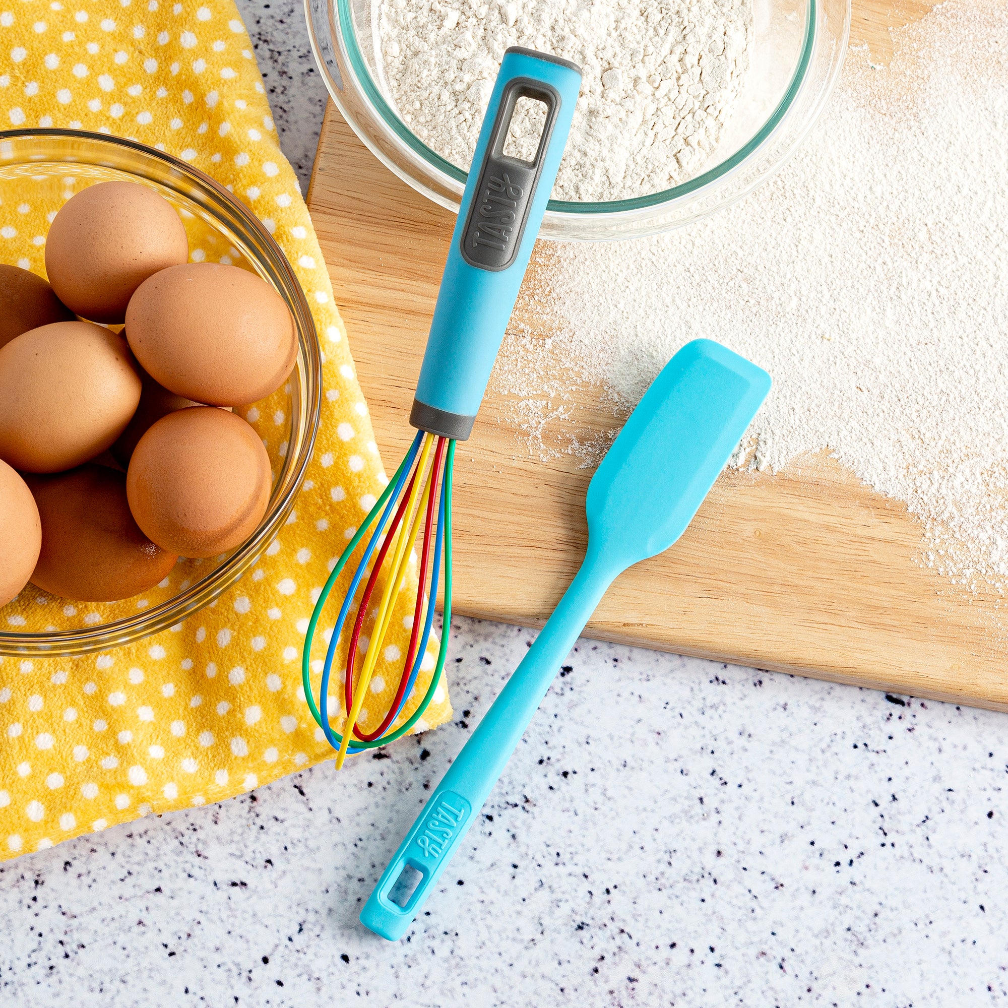 Tasty Silicone Mini Spatula and Whisk Baking Kitchen Gadgets Set, Tasty Blue, 2 Piece