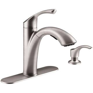 KOHLER Mistos Single-Handle Pull-Out Sprayer Kitchen Faucet In Stainless Steel K-R72510-SD-VS