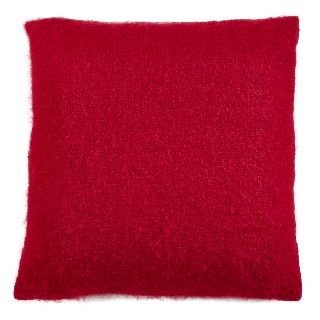 Faux Mohair Square Throw Pillow Red Saro Lifestyle