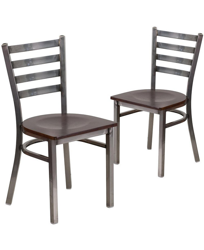 EMMA+OLIVER 2 Pack Clear Coated Ladder Back Metal Restaurant Chair