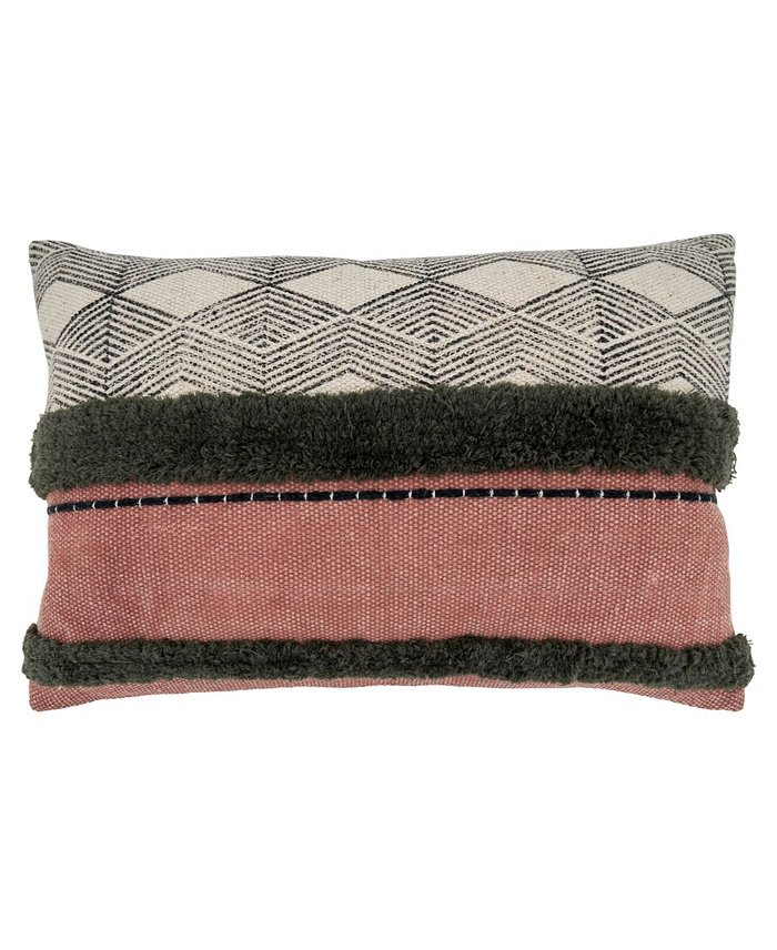 Saro Lifestyle Printed and Tufted Modern Decorative Pillow， 16