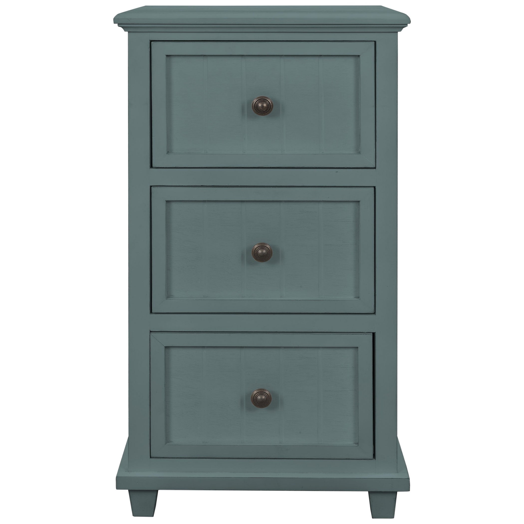 Aged Seafoam Three Drawer Side Table