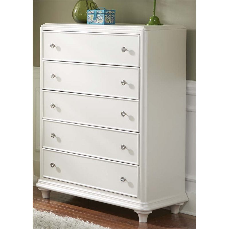 Liberty Furniture Stardust 5 Drawer Chest in Iridescent White